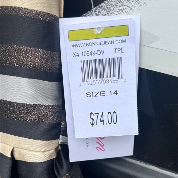 Bonnie Jean Black and Brown Striped Formal Dress - Picture 2 of 3